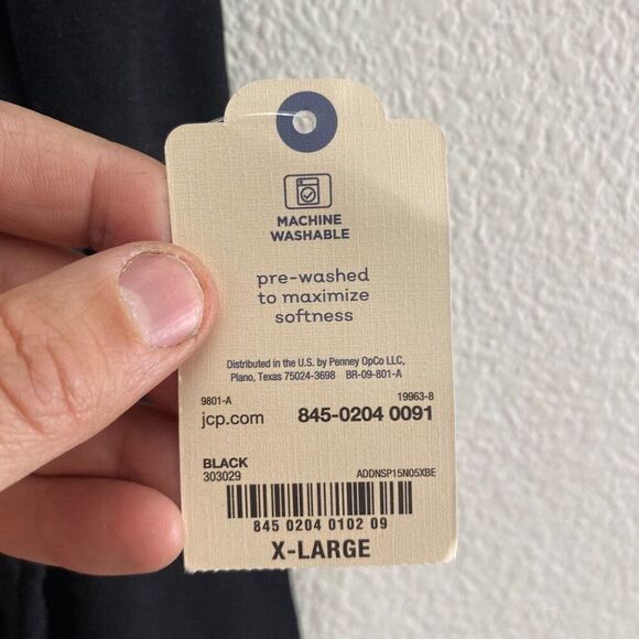 St. John's Bay Essential Tee Black Long Sleeve Shirt Crew Neck XL NWT - Picture 2 of 4